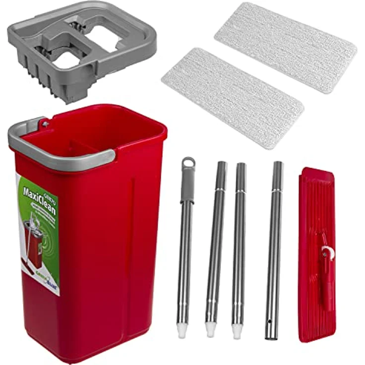 Green Blue GB870 MaxiClean Flachmopp Set mit 2 in 1 Putzeimer 5,7L Wischmop Set Bodenwischer Mopp Mop Reinigungssystem Reiniger 360° Drehbarer Moppkopf (Flach-Mopp und Eimer Set + 2x Ersatzbezüge) – Bild 5