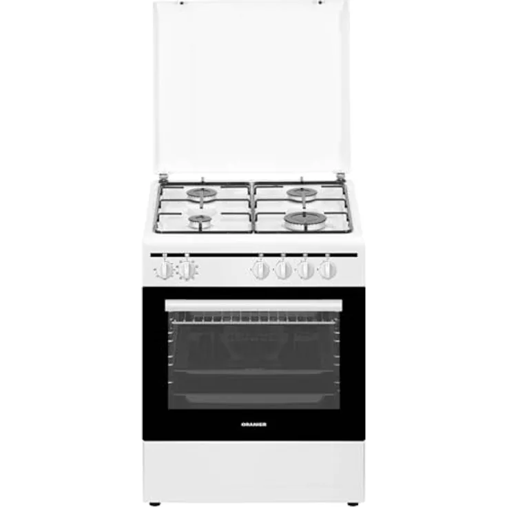 Oranier Standherd 50 cm - weißer 4 flammiger Elektro-Gasherd mit Elektro-Backofen - freistehender E-Herd mit Gaskochfeld 4 Kochzonen - STK557