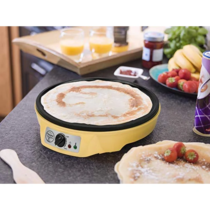 Bestron Crêpes Maker im Retro Design, Sweet Dreams, Antihaftbeschichtung, Ø 30 cm, 1000 Watt, Gelb – Bild 6