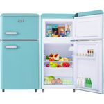 Merax Table Top Kühlschrank Retro Kühl-/Gefrierkombination BCD-100C, 72 Liter, Metall Türgriff, verstellbare Ablage und Füße, 91 cm hoch, 45 cm breit