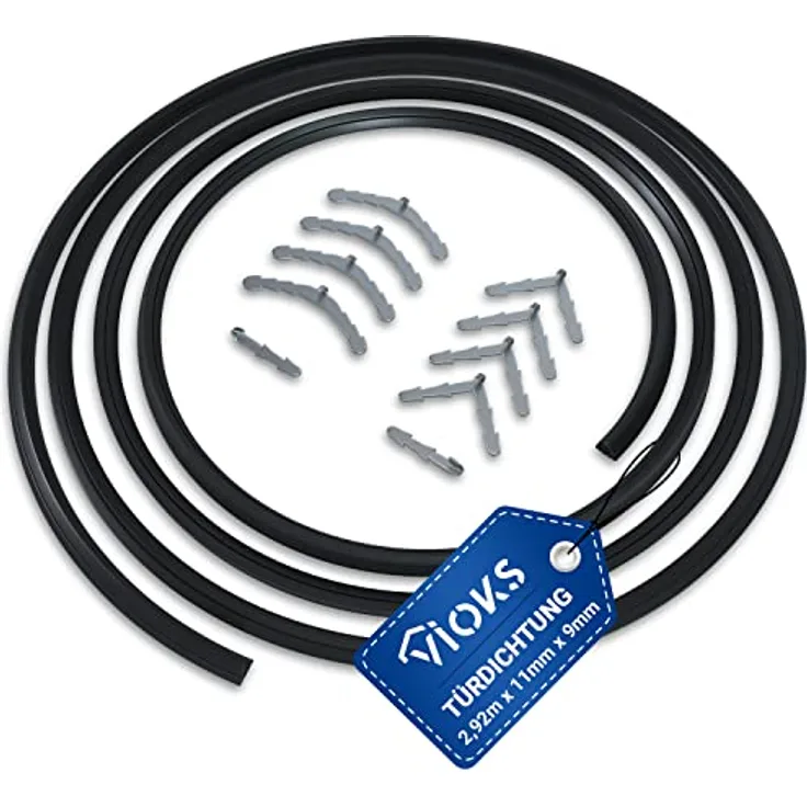 VIOKS Backofen Dichtung Zuschneidbar 2920mm mit 10x Befestigungshaken - Backofen Dichtungsgummi Schwarz, Dichtband Ofen Flexibel & Backofen Zubehör
