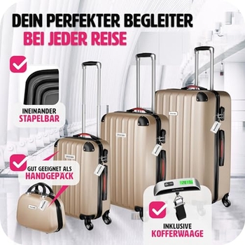 tectake® 4-teiliges Reisekoffer Kofferset Kofferwage und
