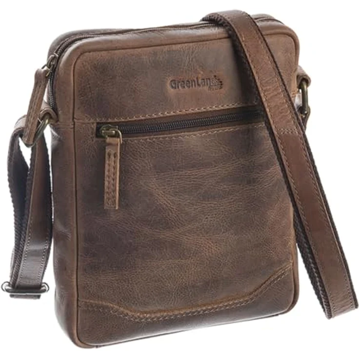 GreenLand Nature Umhängetasche Casual-Bag, aus echtem Rindsleder, Brown – Bild 2