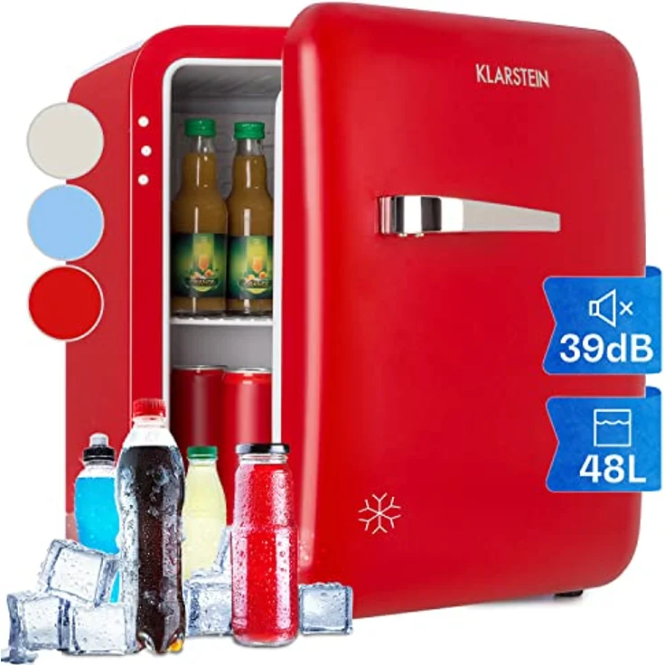 Klarstein Mini Kühlschrank für Zimmer, 48L Mini-Kühlschrank für Getränke, Snacks & Kosmetik, Leise & Retro-Design, Skincare Kühlschrank 0-10°C – Bild 1