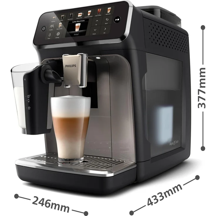 Philips EP5549/70, Kaffeevollautomat mit TFT-Display, integriertem Milchsystem und 15 Bar Pumpendruck, Schwarz, Silber