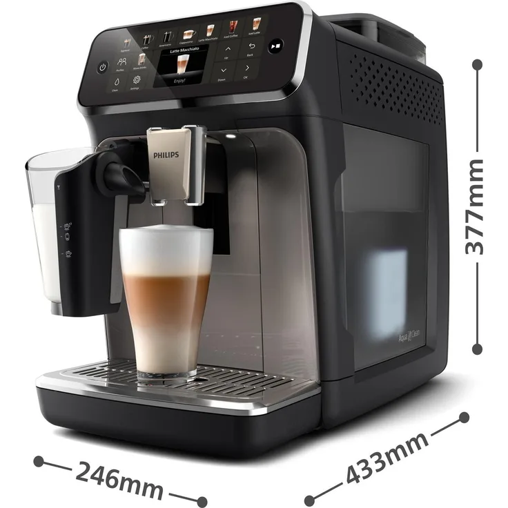 Philips EP5549/70, Kaffeevollautomat mit TFT-Display, integriertem Milchsystem und 15 Bar Pumpendruck, Schwarz, Silber