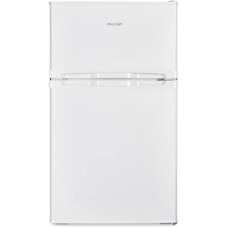 MEDION Mini Kühl-Gefrierkombination (85 Liter, 61L Kühlteil, 24L Gefrierteil, freistehend, 40 dB, transparente Gemüseschublade, Türanschlag wechselbar, MD 37689) weiß - Preisvergleich – Bild 1