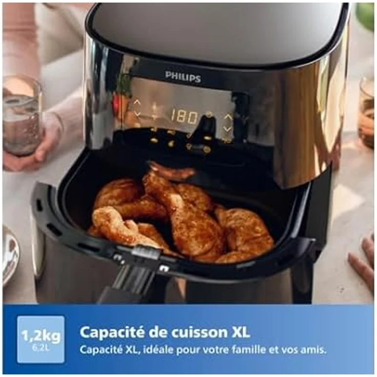 Philips HD9280-70 Airfryer XL Connected Heißluftfritteuse, 2000 Watt, 6,2 Liter, Kunststoff, schwarz – Bild 2