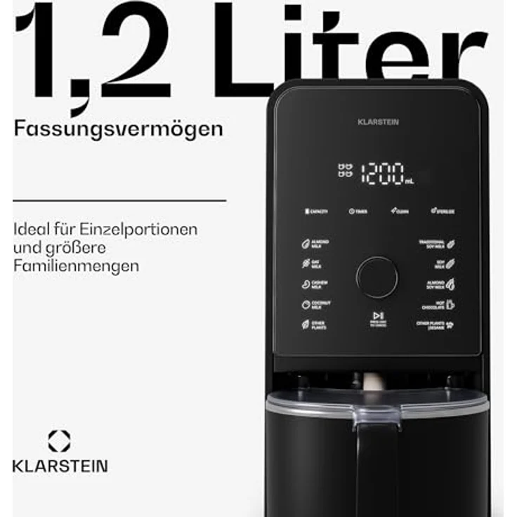 Klarstein Marcia Touch Milchbehälter, 1.2L Edelstahl, spülmaschinenfest, hygienisch & robust, mit Deckel für Pflanzendrink – Bild 4