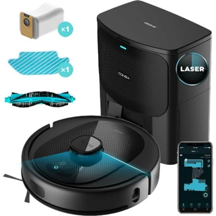 Cecotec Immortal Home Genesis Conga 7490 Selbstentleerungsbasis, Lasernavigation, 2600 Pa, Autonomie 120 Minuten, App, Multifunktionsbürste, automatische Beutelerkennung von 3 l – Bild 1
