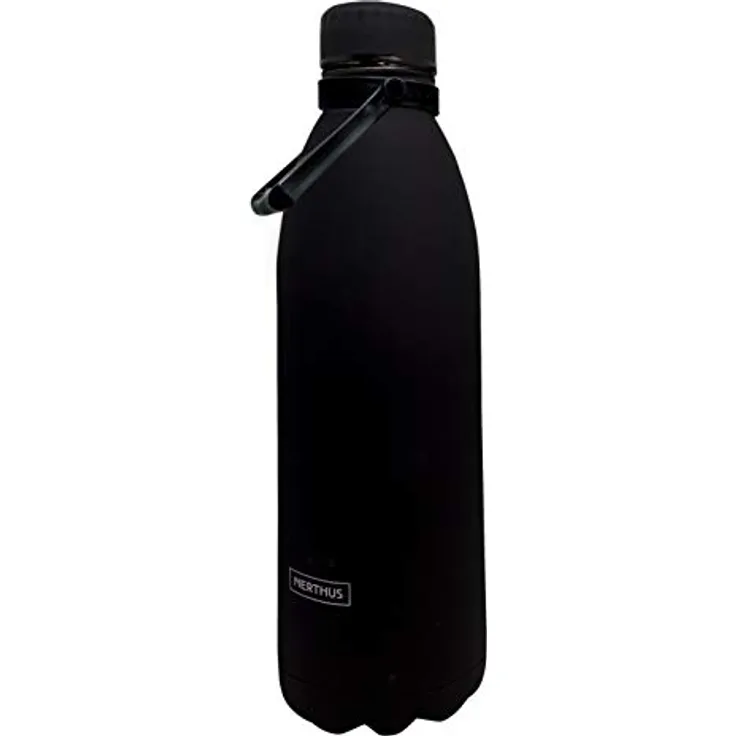 Nerthus FIH 622 Wärmflasche, Edelstahl 18/8, Schwarz, 1500 ml