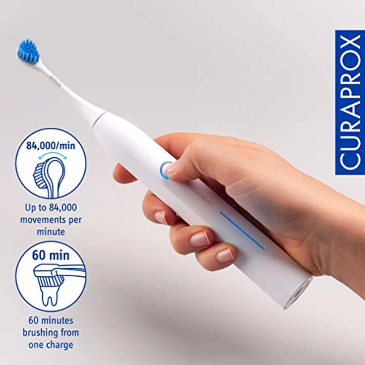 Curaprox Elektrische Schallzahnbürste Curaprox Hydrosonic pro, 7 Putzstufen, LED-Funktionsanzeige, 2-Minuten-Timer, 3 verschiedene Bürstenköpfe, mit Ladegerät und Travel-Case – Bild 5