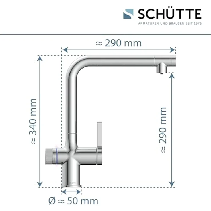 Schütte AQUASTAR PREMIUM Sprudelwasser Küchenarmatur mit Kühl- und Filtersystem, 360° schwenkbar, Chrom – Bild 6