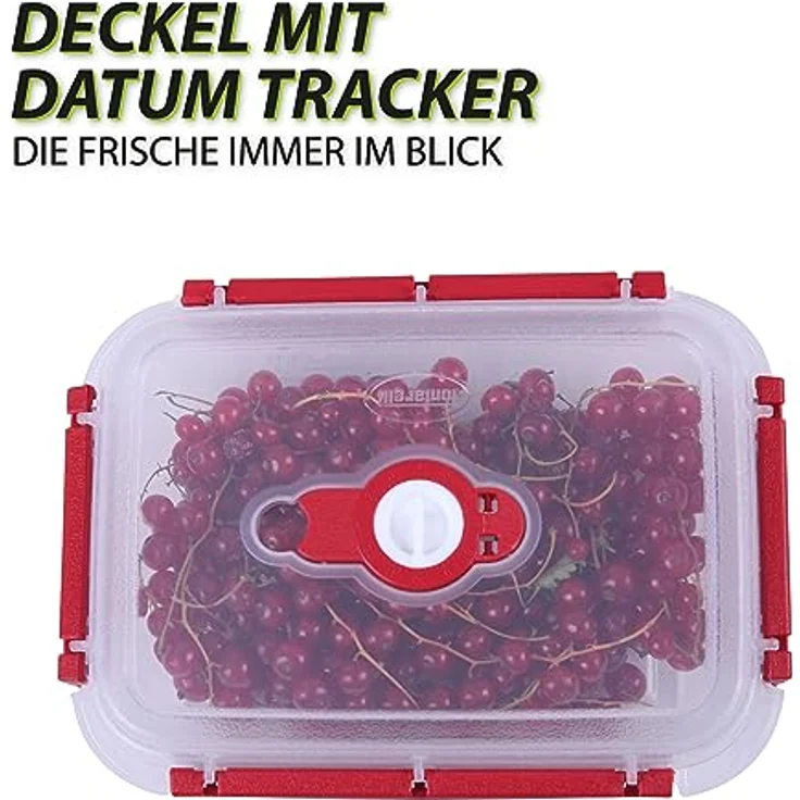 Tontarelli Vorratsdose für Lebensmittel (1500 ml) - Rot - Luftdichter Deckel, Mikrowellengeeignet, Spülmaschinenfest – Bild 6