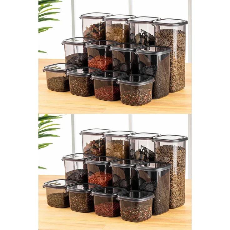 Hermia Concept BNMPEGYAS24-51217 Vorratsdosen-Set (24-teilig), anthrazit, 100% Kunststoff, spülmaschinenfest, mikrowellengeeignet, 10 x 10 x 9,5 cm