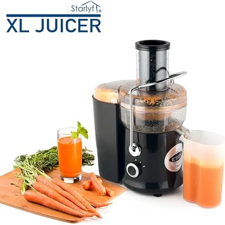 Starlyf XL Juicer Leistungsstarke Saftpresse 600 W, 2 Geschwindigkeiten, BPA-frei, für die Küche, Explulsa Fruchtfleisch, schneller Säfte, Obst und Gemüse, Cold Press Entsafter, leise – Bild 3