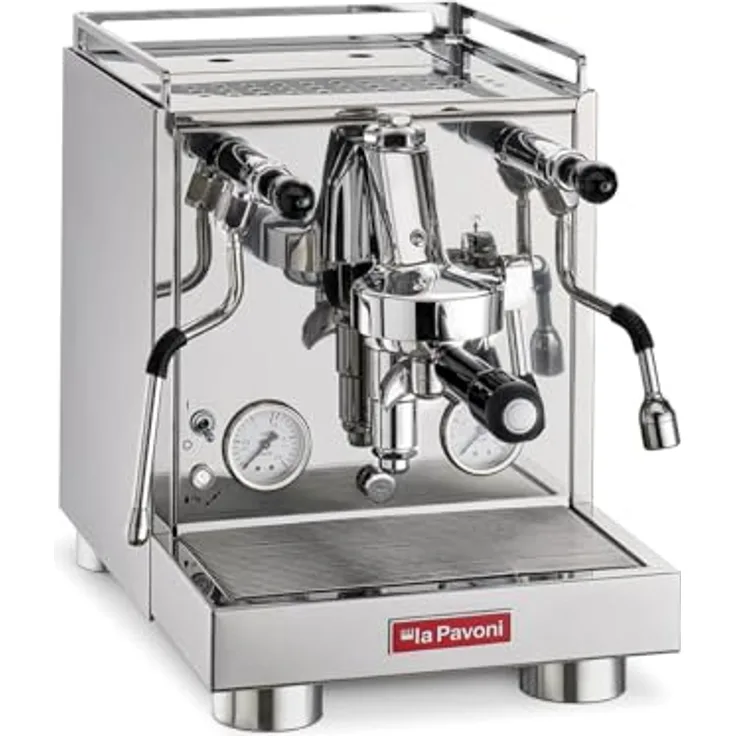 La Pavoni New Cellini Evolution, Semiprofessionelle Espresso-Kaffeemaschine LPSCVS01EU, Edelstahl mit Einzelboiler und Wärmetauscher, 1520 W, mit Hebelventilen und Dampf- und Heißwasserlanze