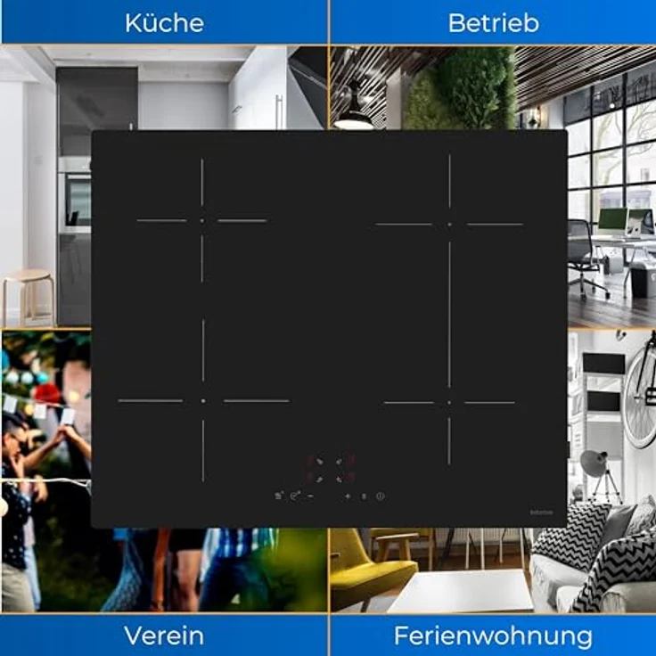Exquisit Kochfeld EKI 600-SF-B-380 | Induktion | Touch | Timer | 4 Kochzonen | Rahmenlos | 7000 W, Schwarz – Bild 5