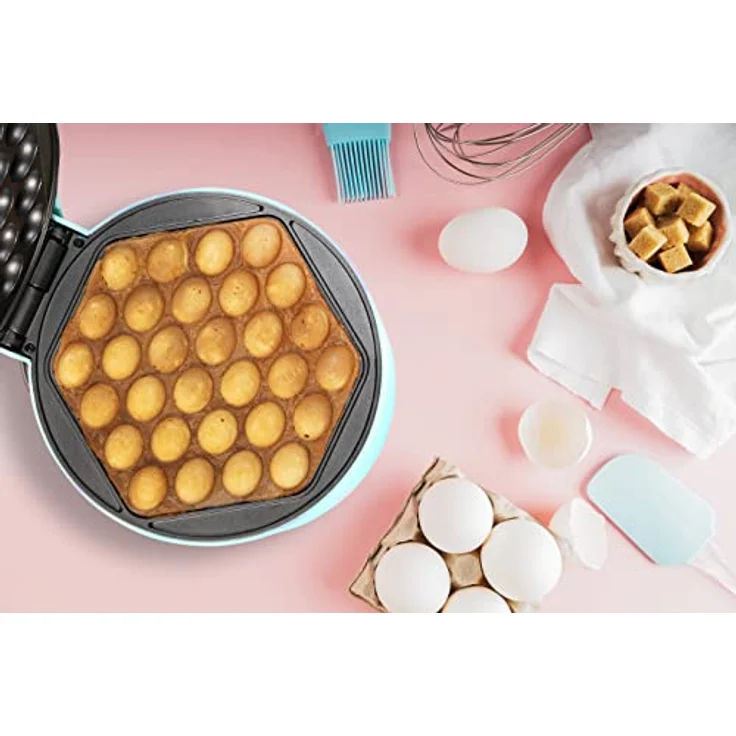 Bestron Bubble-Waffeleisen, Waffelmaker für Bubble Waffeln zum Befüllen mit Eis, Schokolade oder Obst, mit Backampel & Antihaftbeschichtung, 700 Watt, Farbe: Mint – Bild 4