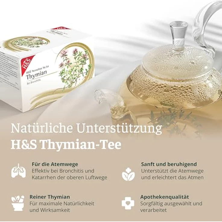 H&S Thymian Tee Filterbeutel, würzig-aromatischer Arzneikräutertee, 20 Beutel à 1,4 g – Bild 2