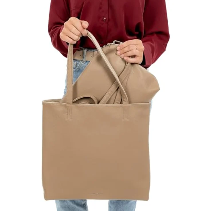 EMILY & NOAH Shopper E&N Eva, Damen Tasche aus Feinsynthetik mit abnehmbarem Umhängeriemen, zweifarbig, Echtleder-Optik – Bild 4