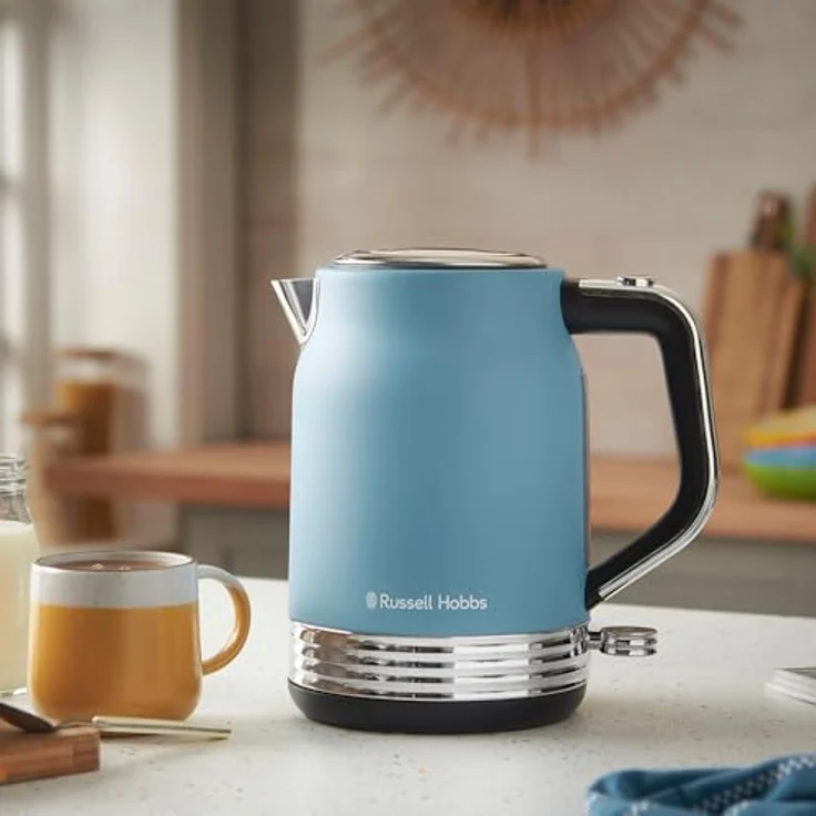 Russell Hobbs Hanley Wasserkocher 1,7L, 2400W, Retro Blau, Edelstahl, Perfect Pour Ausgusstülle, Wasserstandsanzeige, 360° Sockel, energiesparend, Modell 28641-70 – Bild 2
