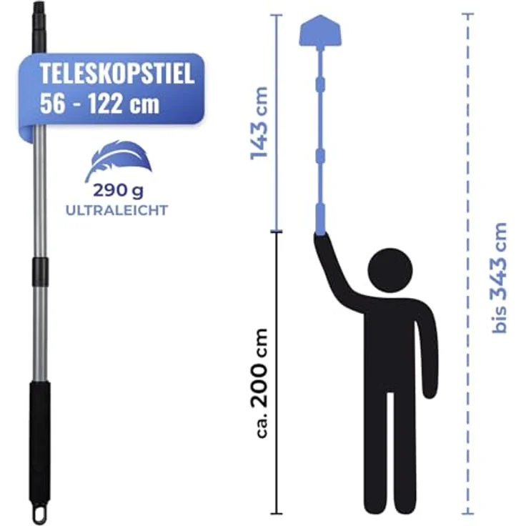 Maximex Bodenwischer-Set Multiflex-Wischer inkl. Teleskopstiel, für Fliesen, Fenster und Böden, mit Aufhangöse – Bild 6