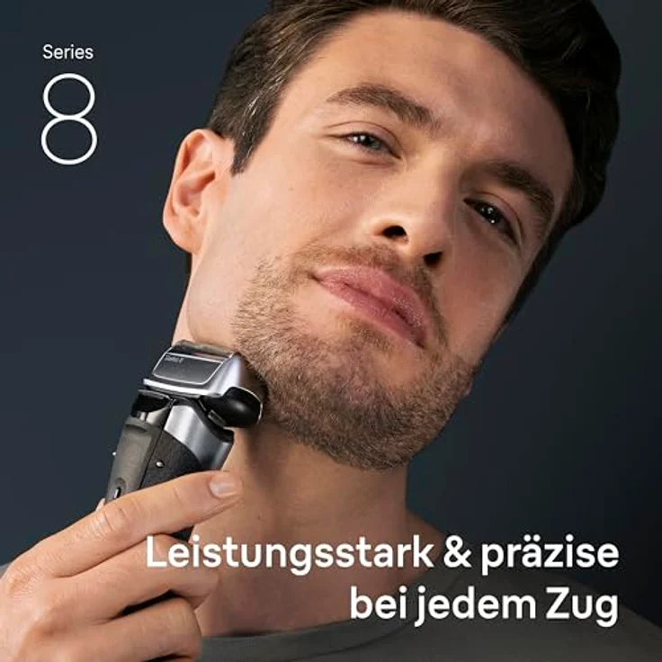 Braun Series 8, Elektrorasierer mit 4 Scherelementen, wasserfest, silber, inkl. Reiseetui und Ladeständer – Bild 2