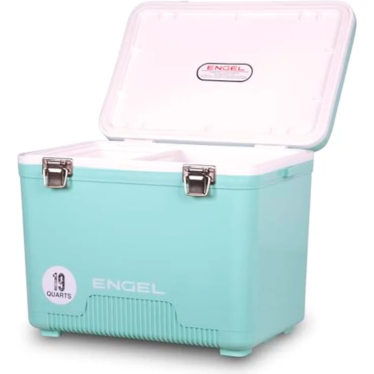 ENGEL Kühlbox 19qt (18 Liter), Auslaufsicher und Luftdicht, Tragbare Kühlbox für Camping, Picknick und Wandern, Farbe Meeresschaum, Maße 42 x 28,6 x 32,4 cm