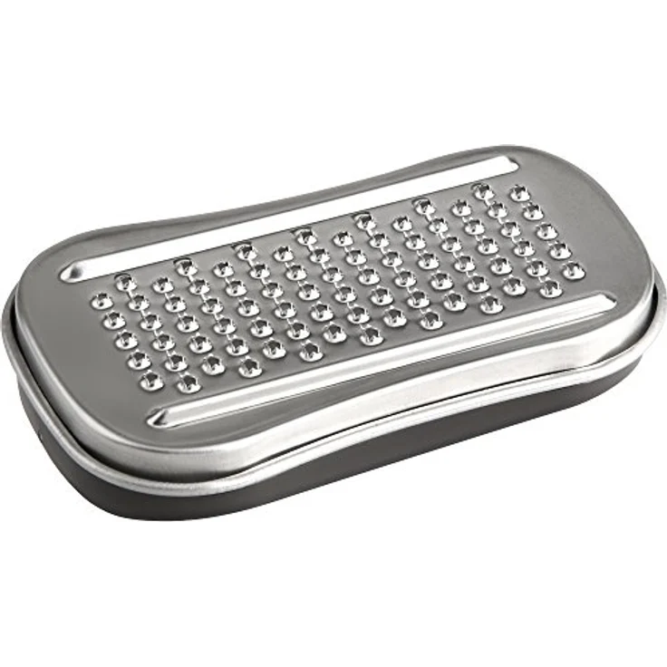 FACKELMANN Basic 9x5cm m.Deckel Muskatreibe mit Deckel, Edelstahl, Grau Silber, 17 x 7.9 x 2 cm – Bild 2