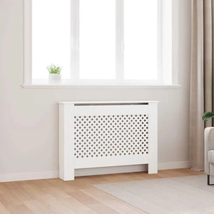 vidaXL Heizkörperabdeckung Weiß, 112x19x81,5 cm MDF mit modernem Design und einfacher Montage – Bild 2