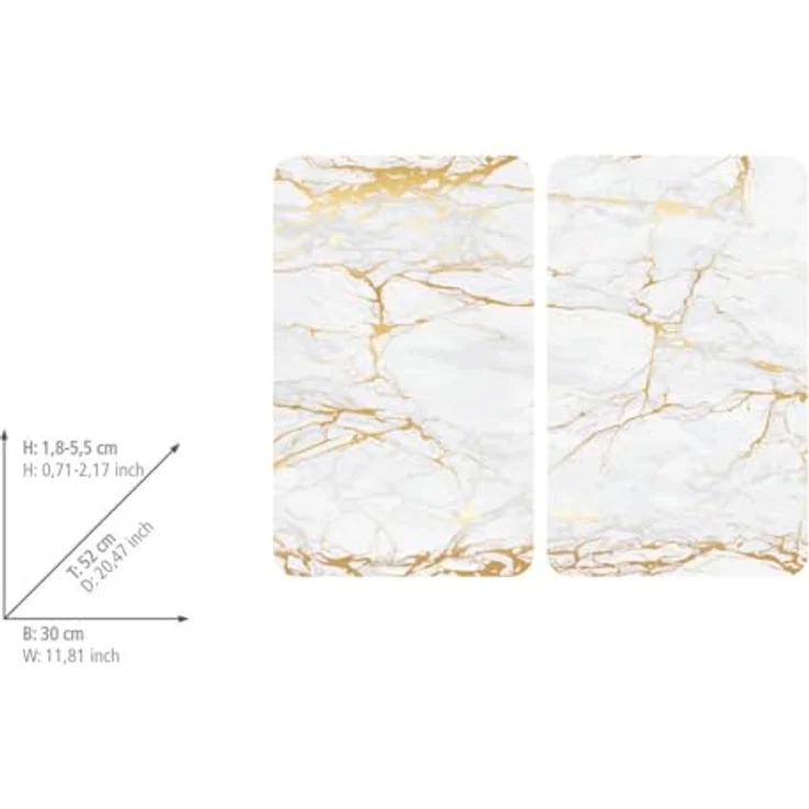 WENKO Herdabdeckplatte Universal Marmor Gold, 2er Set Herdabdeckung für alle Herdarten, Gehärtetes Glas, 30 x 52 cm, mehrfarbig – Bild 5