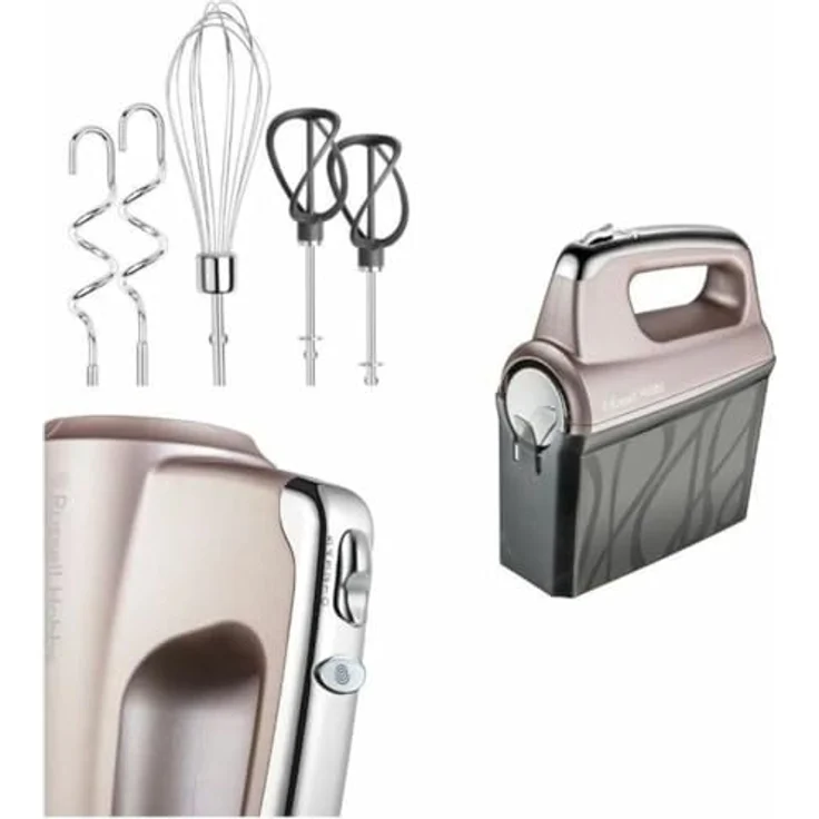 Russell Hobbs Handmixer Swirl Quartz, 4 Geschwindigkeitsstufen plus Turbofunktion, 2 Helix-Rührbesen aus glasfaserverstärktem Nylon, 2 Knethaken, Handrührgerät inkl. Aufbewahrungsbox 25892-56 – Bild 4