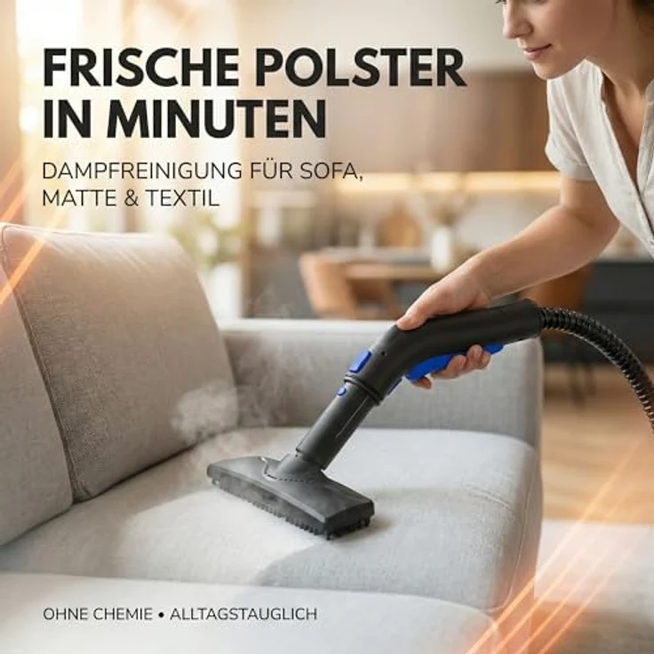 Sommertal XXL SC1000 Dampfreiniger Handgerät, 1100 ml Tank, 1500 W, 16-teiliges Zubehörset, leistungsstark, tragbar – Bild 7