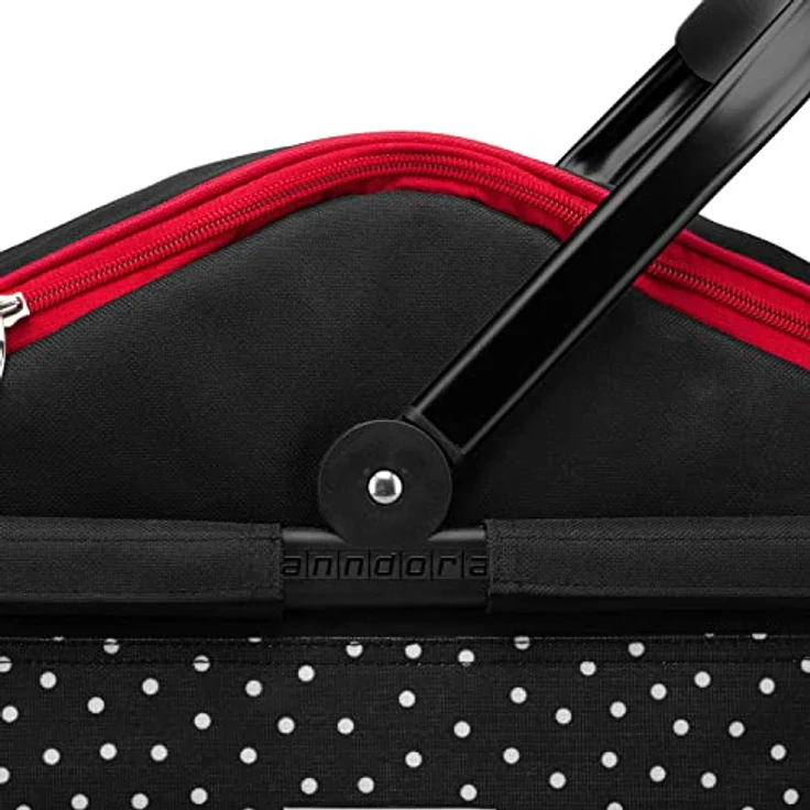 anndora Einkaufskorb isoliert mit Deckel 25 Liter – Auslaufsichere Kühltasche mit verschweißtem Innenfutter, Schwarz Weiß Gepunktet – Bild 5