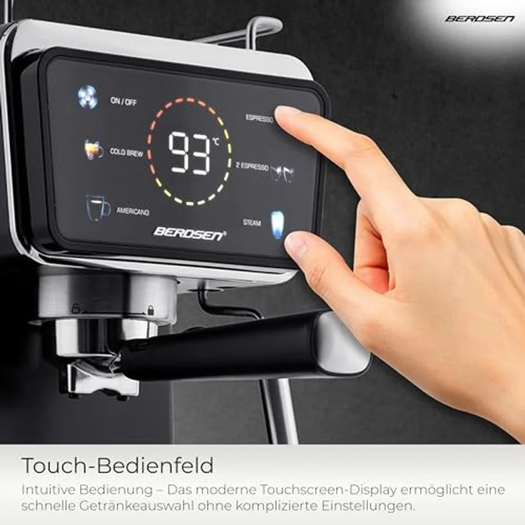Berdsen BD-771, Kanne Kaffeemaschine 20 bar mit Milchaufschäumer, schwarz – Bild 5
