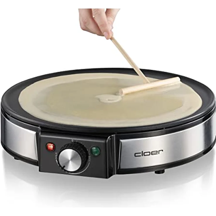 Cloer 6630 Crêpes Maker, 30 cm Backfläche, Standfunktion, Kunststoffgehäuse, antihaftbeschichtet, schwarz, edelstahl – Bild 3