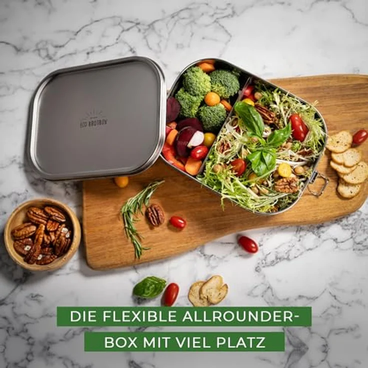 ECObrotbox Lunchbox Bento Flex Edelstahl 1300 ml Silber – Bild 5