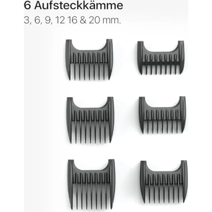 Valera, Swiss Excellence Smart, Haarschneider mit 46 mm Durablade-Klingen, 5 Schnittlängen, 6 Abstandskämme, kabelloser Betrieb oder mit Netzteil, inklusive Batterie, 100-240 V, Schwarz – Bild 5
