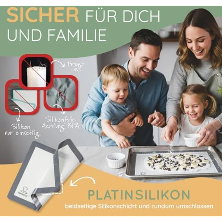 Backefix Silikon Backmatte als Dauer Backpapier wiederverwendbar – Zero Waste Backzubehör plastikfrei, mit Dauerbackmatte backen statt Pergamentpapier, BPA-frei, hitzebeständig, geprüft (40x30cm) – Bild 5