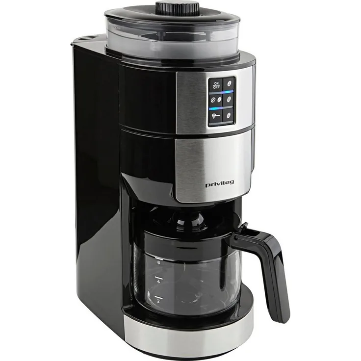 Privileg Kaffeemaschine CM1121-GS, mit Mahlwerk und Warmhalteplatte, individueller Mahlgrad, programmierbare Kaffeestärke, für 6 Tassen