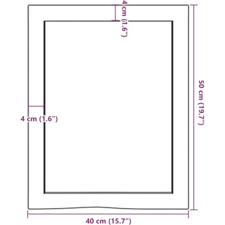 vidaXL Schneidebrett Waschtischplatte Hellbraun 40x50x(2-4) cm Massivholz Behandelt, Oak Wood, Handgefertigt mit Naturkante – Bild 5