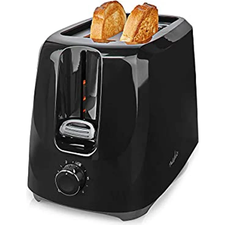 Nedis KABT150EBK 2-Scheiben-Toaster, 700W, 6 Bräunungsstufen, Krümelschublade, Kunststoff, schwarz – Bild 3