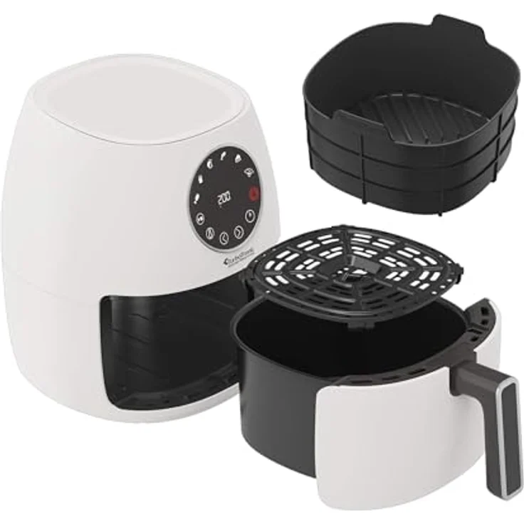 TurboTronic by Z-Line Heißluftfritteuse 3,5L NEU mit Silikoneinlage Airfyer Power 1300W, 6 Programme 75 - 200°C, Easy Air Fryer Braten Rösten, Silber – Bild 4