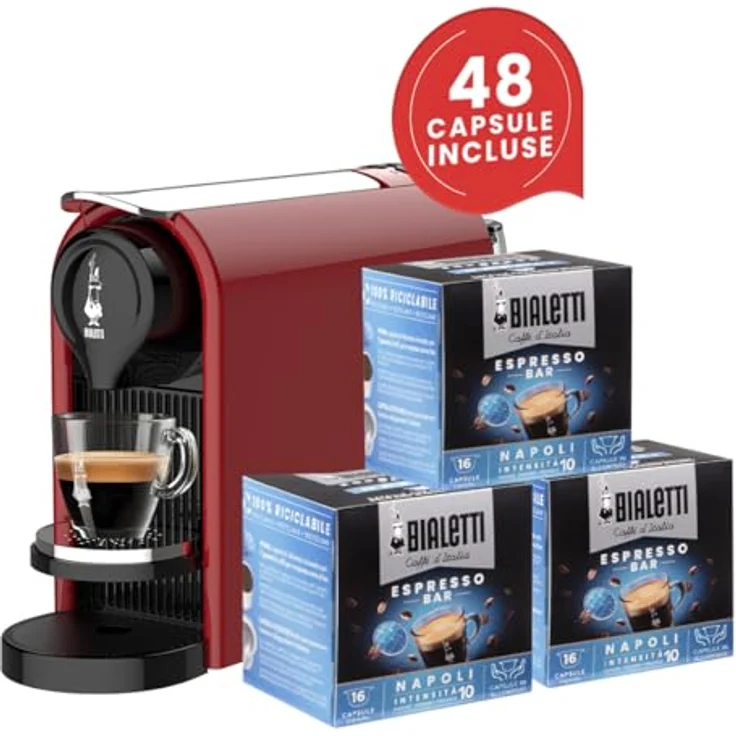 Bialetti Gioia PLUS Kaffeemaschine für Espressokapseln, Aluminium, Rot, mit Temperatur- und Kaffeelängenregler, neues Bialetti 2.0 Extraktionssystem – Bild 2