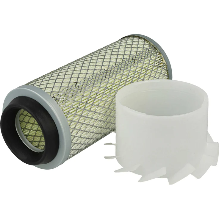 vhbw Luftfilter für NEUSON RDV YANMAR 3TNE74-ENSR2, RD YANMAR, 3TNE68-(E)NSR/3TNE74-NSR2, Äußerer Motorfilter, schwarz/weiß/silber, Aluminium/Kunststoff/Gummi, Durchmesser außen 8,3 cm, Höhe 10,5 cm