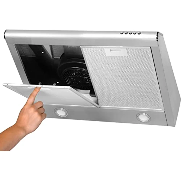 4BIG.fun Dunstabzugshaube + Aktivkohlefilter Abzugshaube Dunst Unterbauhaube 60 cm breit Silber Edelstahl LED-Beleuchtung [Energieklasse C] – Bild 2