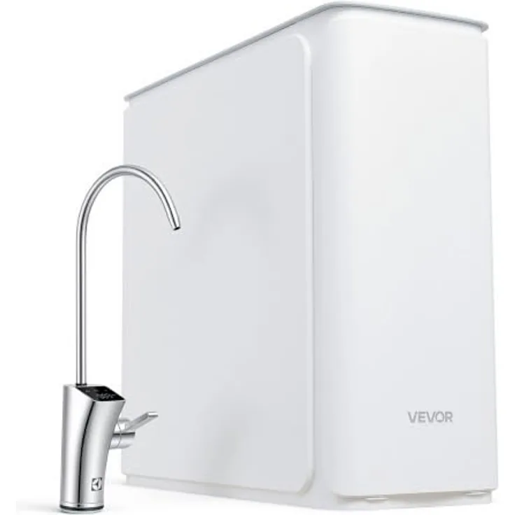 VEVOR Umkehrosmoseanlage Untertisch 800 GPD, 8-stufiger Wasserfilter mit Edelstahlhahn und TDS-Anzeige, 2:1 Reinwasser zu Abwasser, pH 7,5–8,5, einfacher Filterwechsel, CE