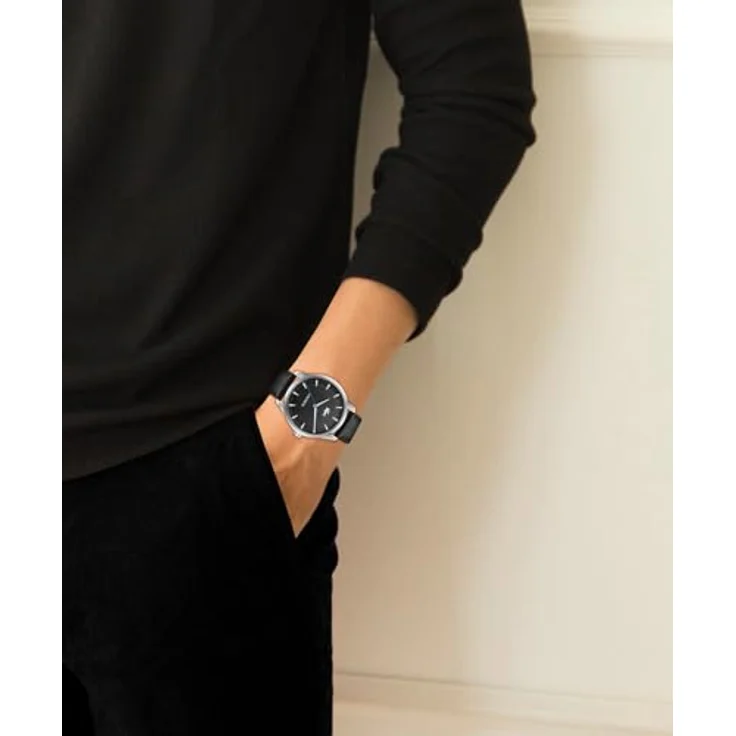 Lacoste Quarzuhr LISBON 2011372, Herrenuhr mit schwarzem Lederarmband – Bild 5