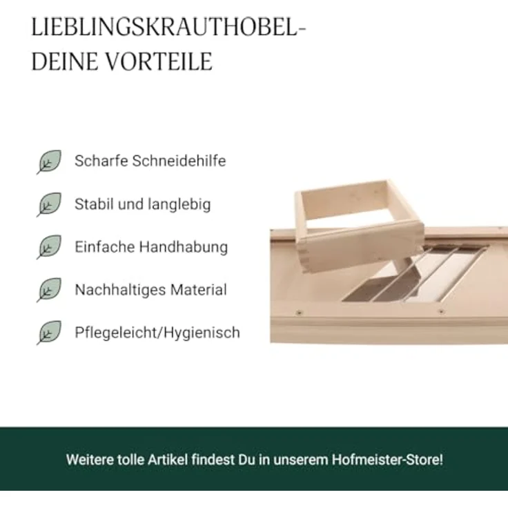 Hofmeister Profi-Krauthobel, mit 3 Messern, 60 x 22,5 x 45 cm, Holz – Bild 6